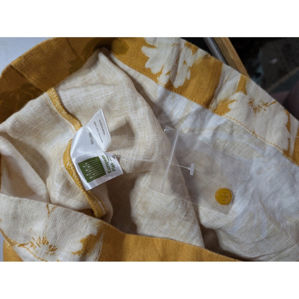 Garnet Hill 100% Linen shirtdress Size 12 Floral Button Up Collar New With Tags - Picture 7 of 7